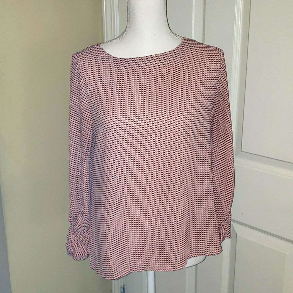 English Laundry orange, black and cream blouse